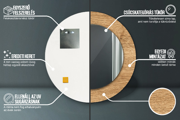 Specchio tondo decoro Consistenza del legno