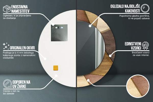 Specchio tondo decoro Legno 3D geometrico