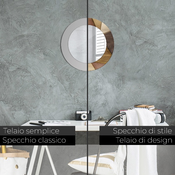 Specchio tondo decoro Legno 3D geometrico