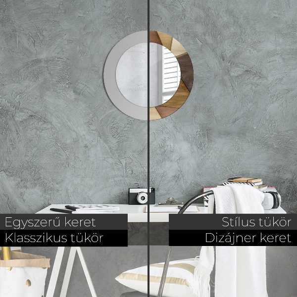 Specchio tondo decoro Legno 3D geometrico