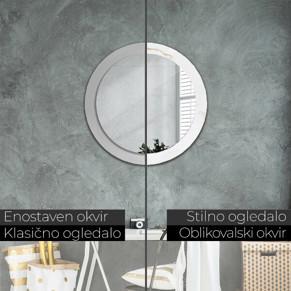 Specchio tondo decoro Marmo dorato bianco