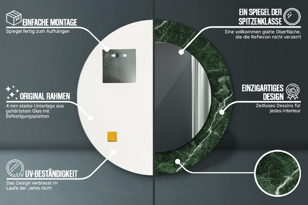 Specchio tondo decoro Marmo verde