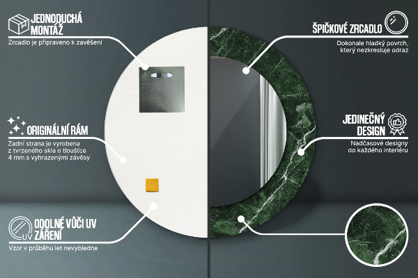 Specchio tondo decoro Marmo verde