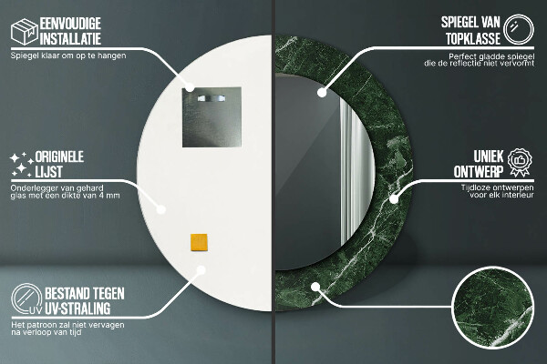 Specchio tondo decoro Marmo verde