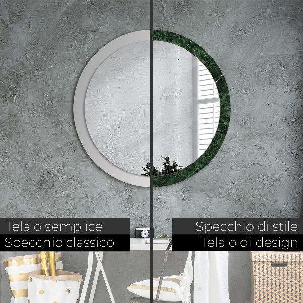 Specchio tondo decoro Marmo verde
