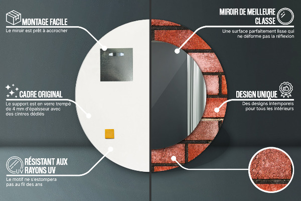 Specchio tondo decoro mattone rosso