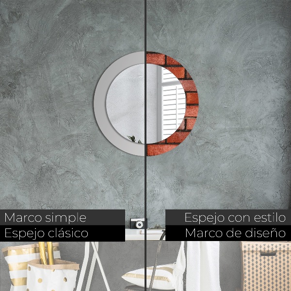 Specchio tondo decoro mattone rosso