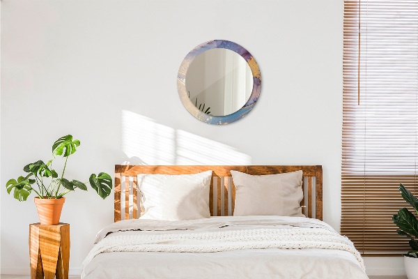 Specchio tondo con cornice stampata Pietra di marmo