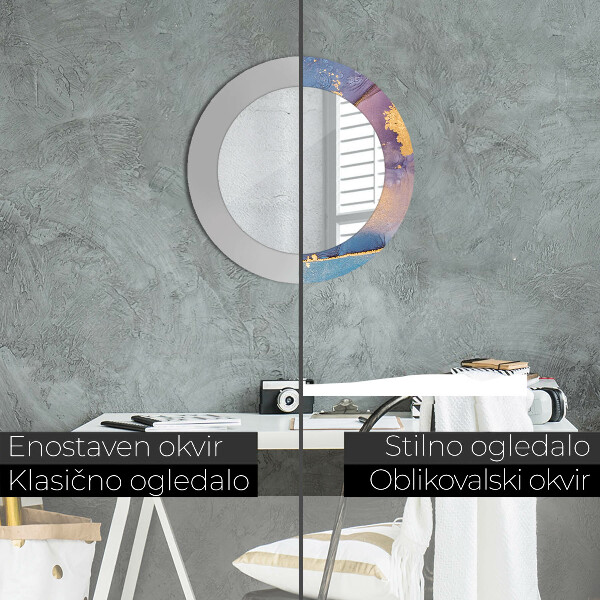 Specchio tondo con cornice stampata Pietra di marmo