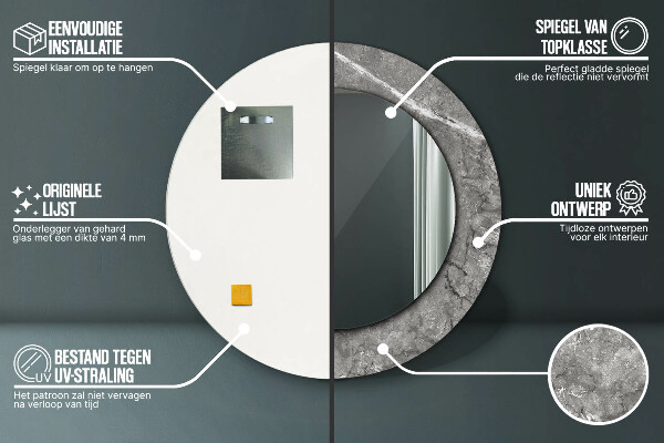 Specchio tondo con cornice stampata Marmo rustico