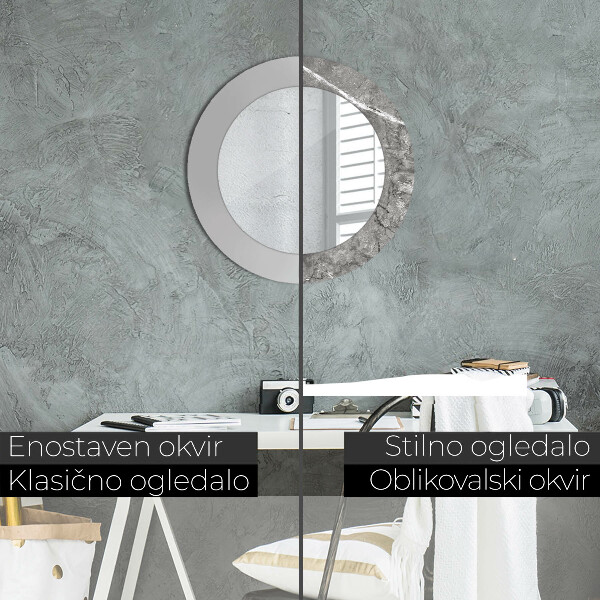 Specchio tondo con cornice stampata Marmo rustico