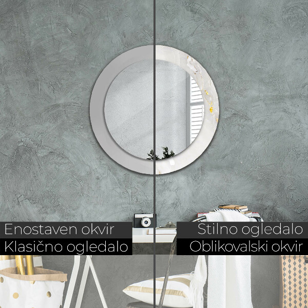 Specchio tondo con cornice stampata Marmo luccicante
