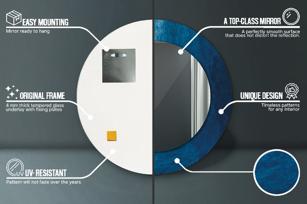Specchio tondo con cornice stampata Arte astratta