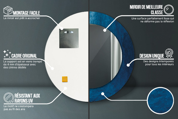 Specchio tondo con cornice stampata Arte astratta