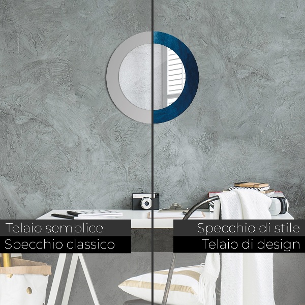 Specchio tondo con cornice stampata Arte astratta