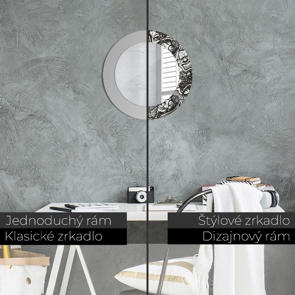 Specchio tondo con cornice stampata Fluido astratto