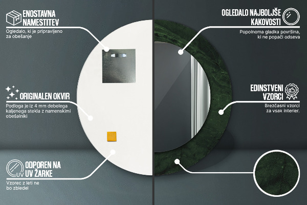 Specchio tondo con cornice stampata Marmo verde