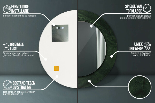 Specchio tondo con cornice stampata Marmo verde