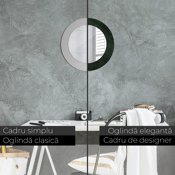 Specchio tondo con cornice stampata Marmo verde