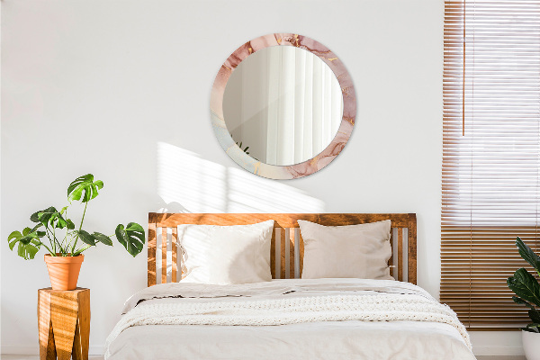 Specchio tondo con cornice stampata Fluido astratto