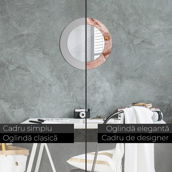 Specchio tondo con cornice stampata Fluido astratto