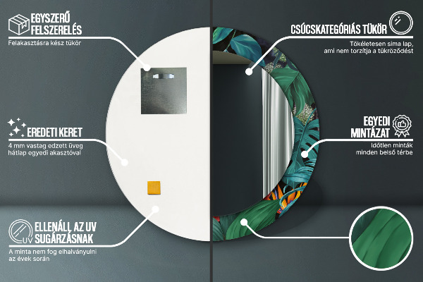 Specchio tondo con cornice stampata Foresta nella giungla