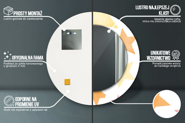 Specchio tondo con cornice stampata Stelle pastello