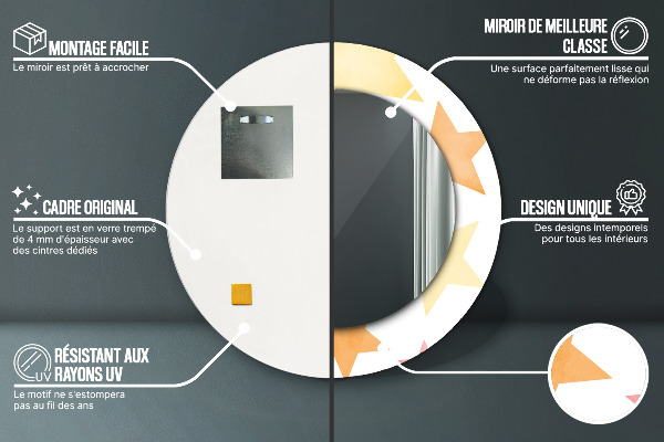 Specchio tondo con cornice stampata Stelle pastello