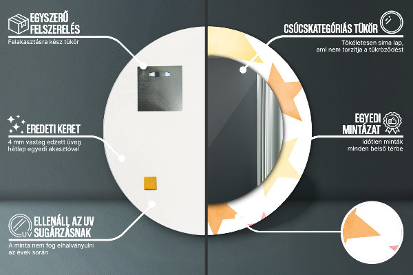 Specchio tondo con cornice stampata Stelle pastello