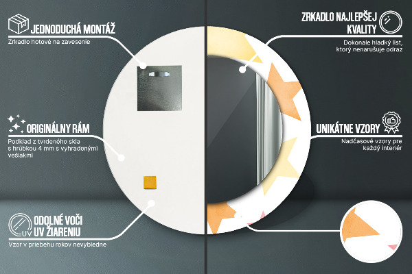 Specchio tondo con cornice stampata Stelle pastello