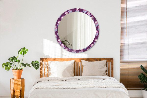 Specchio tondo con cornice stampata Stelle unicorno