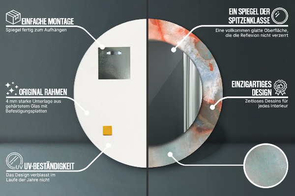 Specchio tondo con cornice stampata Marmi di onice