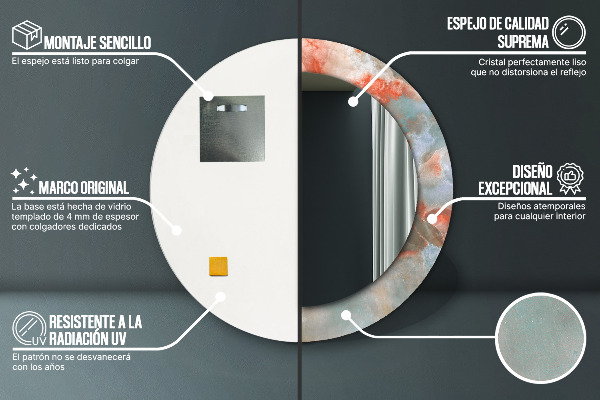 Specchio tondo con cornice stampata Marmi di onice