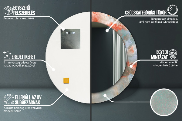 Specchio tondo con cornice stampata Marmi di onice