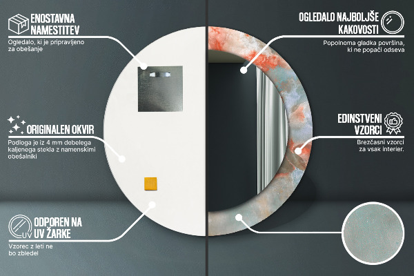 Specchio tondo con cornice stampata Marmi di onice