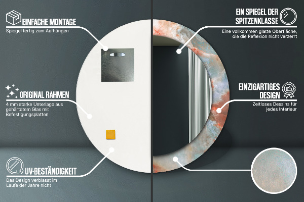 Specchio tondo con cornice stampata Marmi di onice