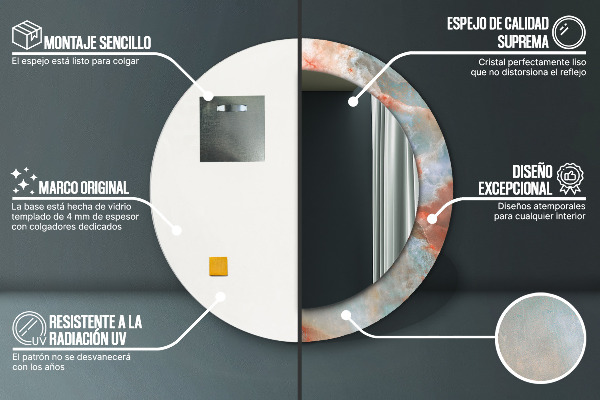 Specchio tondo con cornice stampata Marmi di onice