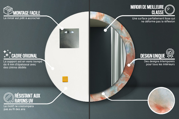 Specchio tondo con cornice stampata Marmi di onice