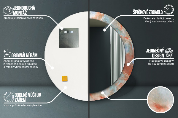 Specchio tondo con cornice stampata Marmi di onice