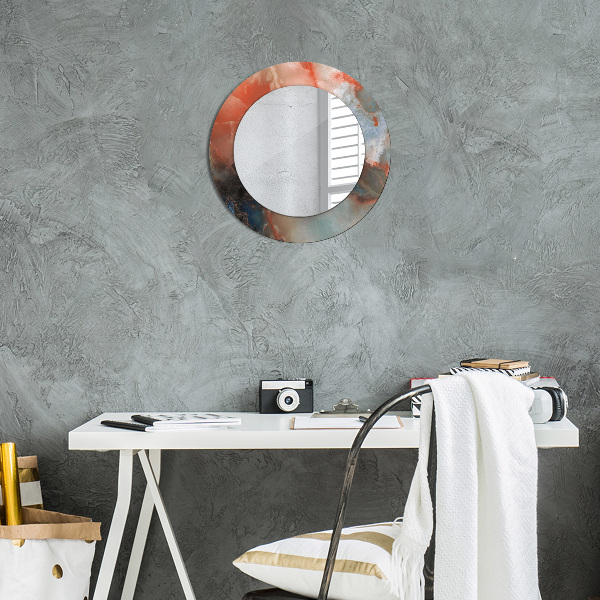 Specchio tondo con cornice stampata Marmi di onice