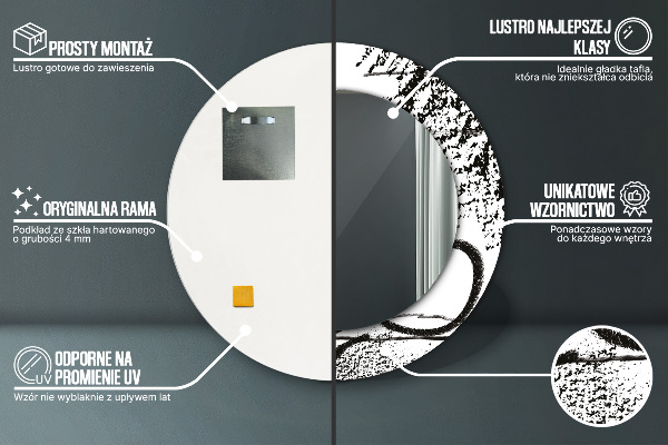 Specchio tondo con cornice stampata Modello di graffiti