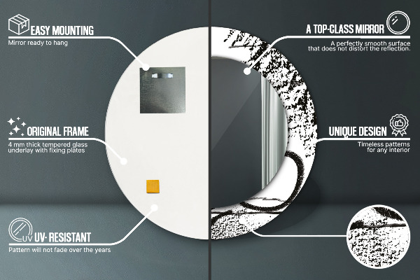 Specchio tondo con cornice stampata Modello di graffiti