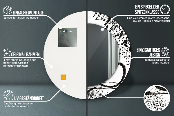 Specchio tondo con cornice stampata Modello di graffiti
