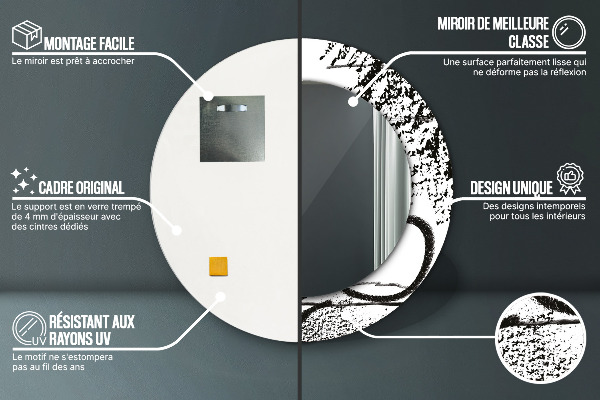 Specchio tondo con cornice stampata Modello di graffiti
