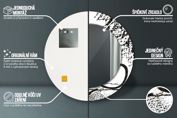Specchio tondo con cornice stampata Modello di graffiti