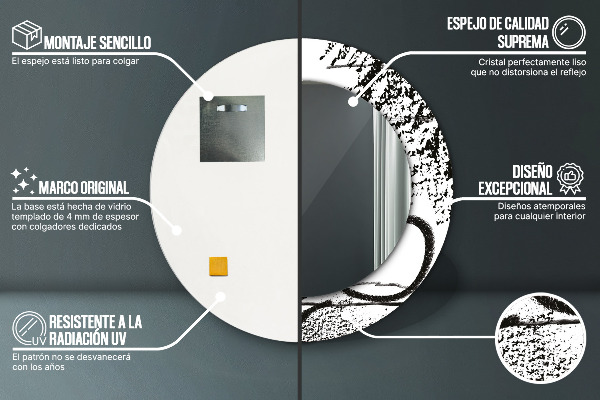 Specchio tondo con cornice stampata Modello di graffiti
