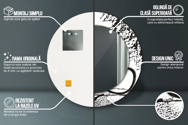 Specchio tondo con cornice stampata Modello di graffiti