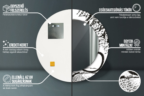Specchio tondo con cornice stampata Modello di graffiti