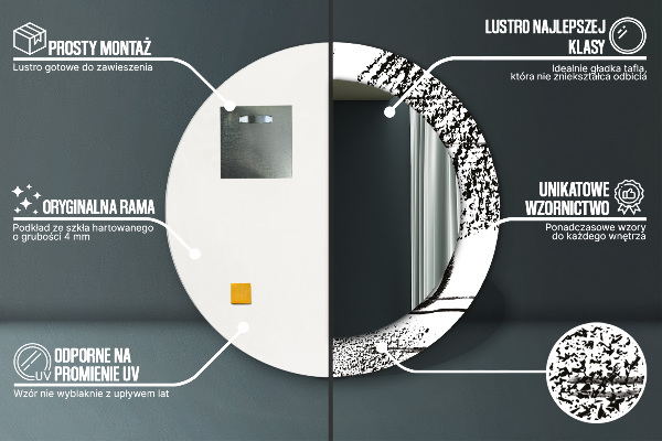 Specchio tondo con cornice stampata Modello di graffiti