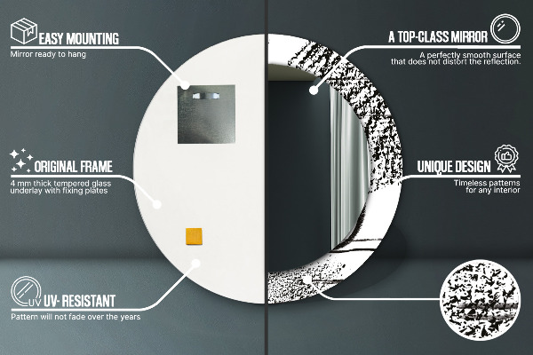 Specchio tondo con cornice stampata Modello di graffiti